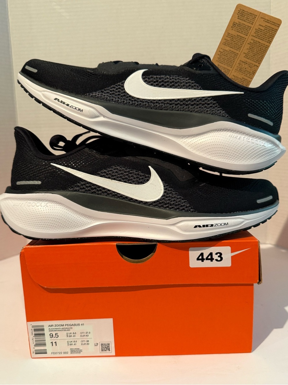 Nike Black/White Air Zoom Pegasus Running Shoes